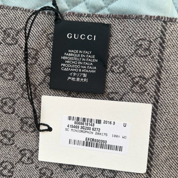 NEW Authentic Gucci GG Blooms Logo Reversible Monogram Wool Scarf w/ Box - Picture 6 of 7